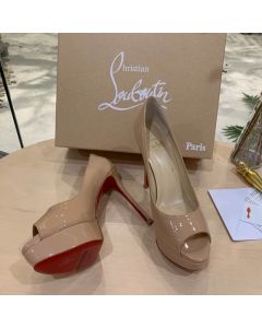 Christian Louboutin Nude Patent Fetish Peep 130mm Pumps