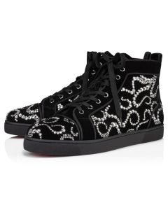 Christian Louboutin Octolouis Strass High-Top Sneakers Velvet And Strass Black