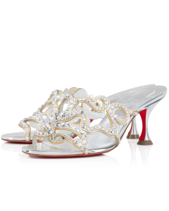 Christian Louboutin Octomule Strass Sandals 70mm Metallic Suede And Specchio Leather Silver