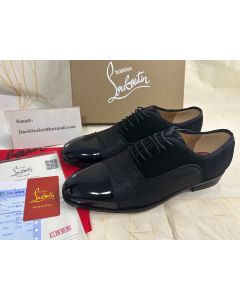 Christian Louboutin Oxford Saqhara Black/silver/bk Gun Leather