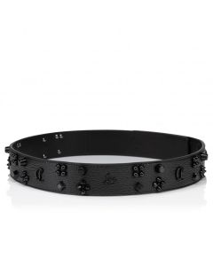 Christian Louboutin Paloma Belt 35mm Grained Calf Leather And Spikes Loubinthesky Black