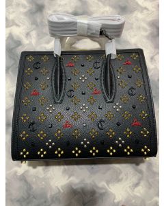 Christian Louboutin Paloma Medium Top Handle Bag Black Calf and Gold Spikes Loubinthesky