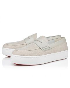 Christian Louboutin Paqueboat Boat Shoes Linen Country And Calf Leather Albatre