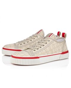 Christian Louboutin Pedro Junior Sneakers Jacquard Monogram CL Natural