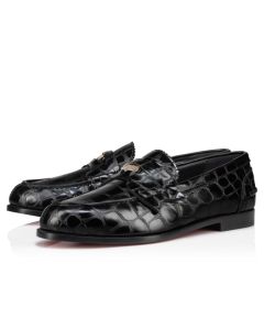 Christian Louboutin Penny Loafers Alligator Embossed Calf Leather Black