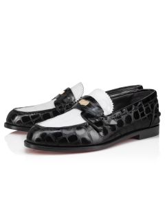 Christian Louboutin Penny Loafers Alligator Embossed Calf Leather White