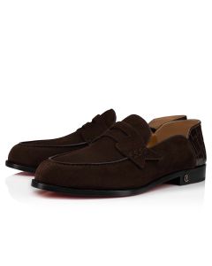 Christian Louboutin Penny No Back Loafer Calfskin Leather Dark Brown