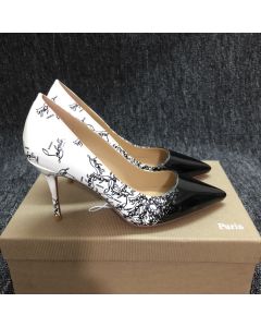 Christian Louboutin Pigalle Follies Pumps Patent Leather Degraloubi Printed Black White