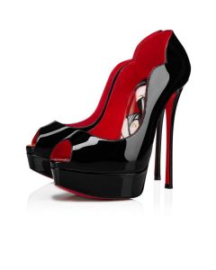 Christian Louboutin Platforms Chick Up 150 mm Black/lin Porpora-multi Patent