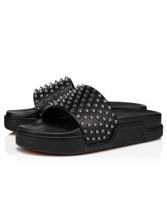 Christian Louboutin Pool Fun Men's Black/gun Calf Sandal