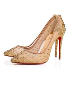 Christian Louboutin Pumps Follies Strass 100mm  Version Gold Strass