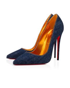 Christian Louboutin Pumps So Kate 120 mm Denim/lin Saba Gold Tissu