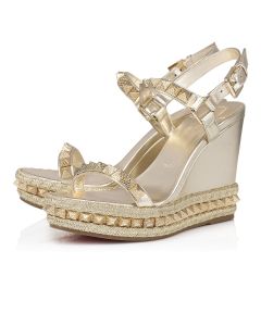 Christian Louboutin Pyraclou 110 Mm Espadrilles Nappa Leather Platine