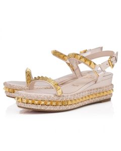 Christian Louboutin Pyraclou 60 mm Espadrilles Iridescent Leather Leche