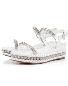 Christian Louboutin Pyraclou 60 mm Espadrilles Iridescent Leather White