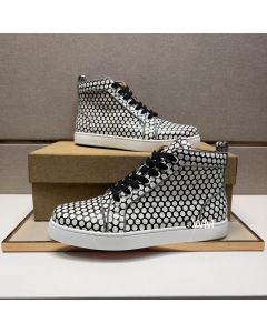 Christian Louboutin Rantus Orlato Flat High-top Sneakers Polka Dots Black White