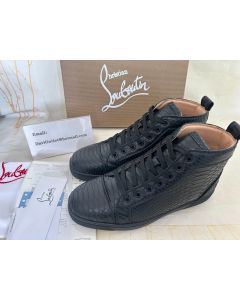 Christian Louboutin Rantus Orlato Flat High Top Sneakers Black Python