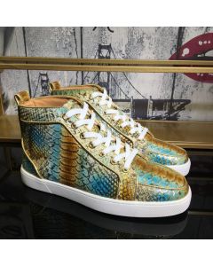 Christian Louboutin Rantus Orlato High-Top Sneakers Metallic Python Leather