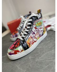 Christian Louboutin Rantus Orlato High-top Sneakers Patent Graffiti Multicolor