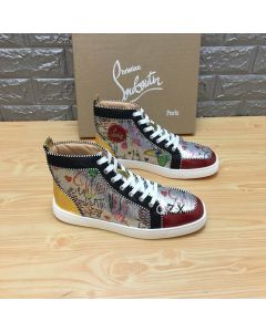 Christian Louboutin Rantus Orlato High-top Sneakers Sequin And Leather Multicolor