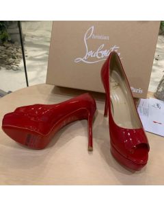 Christian Louboutin Red Patent Fetish Peep 130mm Pumps