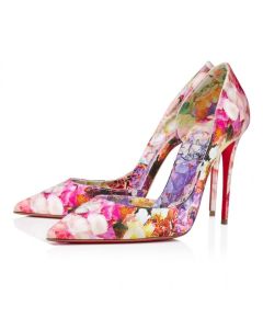 Christian Louboutin Iriza 100mm Pumps Crepe Satin Blooming Print Multicolor