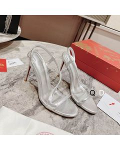 Christian Louboutin Rosalie 100 Mm Sandals Iridescent Leather Metallic Silver