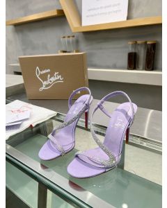 Christian Louboutin Rosalie Strass 100 Mm Sandals Suede And Strass Lilac