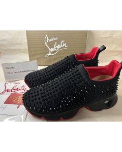 Christian Louboutin Runner Spike Sock Black/black Mat Neoprene Sneaker