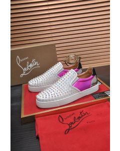 Christian Louboutin Sailor Boat Orlato Spikes Slip On Sneakers Fuchsia