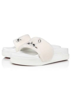 Christian Louboutin Sandal Navy Pool Woman White/black Wool