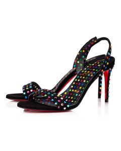 Christian Louboutin Sandal O Marylin Strass Boum 85 mm Bk/mix Multi/lin Bk-multi Suede Leather