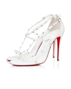 Christian Louboutin Sandal Riojana Spikes 100 mm Bianco/lin Bianco Leather