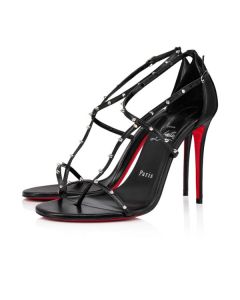 Christian Louboutin Sandal Riojana Spikes 100 mm Black/lin Black Leather