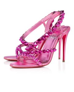 Christian Louboutin Sandal Spikita Strap 100 mm Conf/met Fuchsia/lin Conf Leather