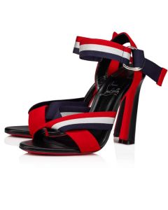 Christian Louboutin Sandal Water Poleta 100 mm Loubi/black/multi Suede Leather