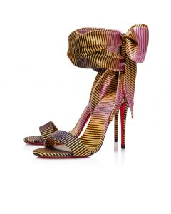 Christian Louboutin Sandale Du DéSert 100 Mm Strappy Sandals Aftersun Printed Crepe Satin Multicolor