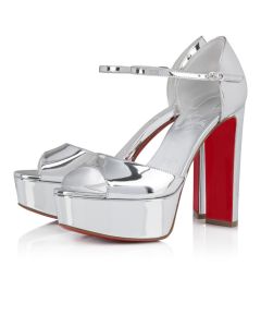 Christian Louboutin Sandaloo 130 Mm Sandals Specchio Leather Silver