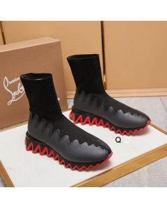 Christian Louboutin Sharky Sock Sneakers Knit Mesh Black