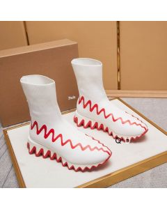 Christian Louboutin Sharky Sock Sneakers Knit Mesh White