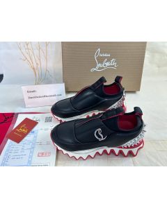 Christian Louboutin Sharkyloub SP Spikes Women Sneakers Neoprene And Calf Leather Black