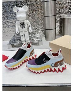 Christian Louboutin Sharkyloub Sp Spikes Women Sneakers Calf Leather Neoprene And Spikes Multi