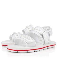 Christian Louboutin Siwa Flat Sandals Spikes Neoprene White