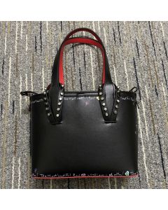 Christian Louboutin Small Cabata Empire Spike Studded Leather Tote Bag Black