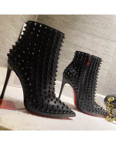 Christian Louboutin Snakilta Spiked Ankle Boots 120mm Calfskin Black