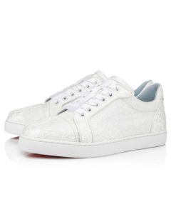 Christian Louboutin Sneaker Vieira Orlato Flat Off White/lining Blue Dentelle