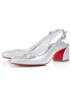 Christian Louboutin So Jane Sling 55 Mm Sling Back Pumps Specchio Leather Silver