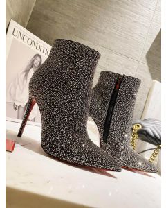 Christian Louboutin So Kate Ankle Boots Crystal Establishment Veau Velours Black