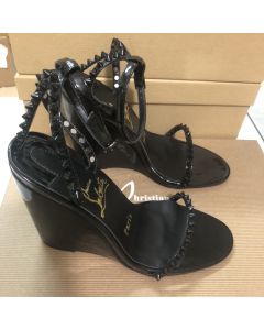 Christian Louboutin So Me Wedge Sandals 85mm Patent Leather Black