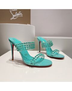 Christian Louboutin Spike Only 105mm PVC and Patent Leather Sandals Mint